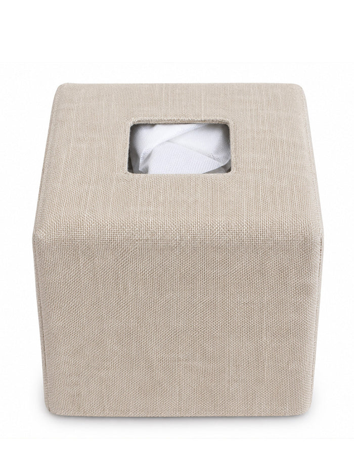 Tissue Box Cover - Natural Linen, Plain, Square Opening