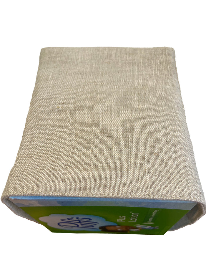 Tissue Box Cover - Natural Linen, Plain, Square Opening