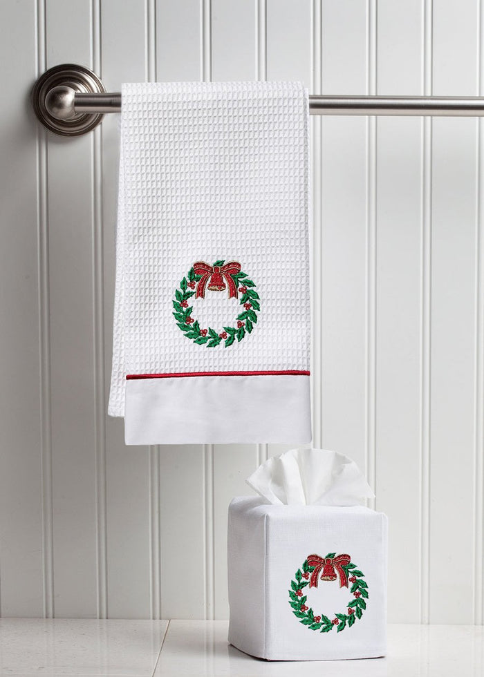 Tissue Box Cover, Bell Wreath (Green, Red)