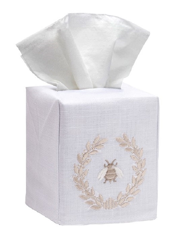 Tissue Box Cover, Embroidered Bees