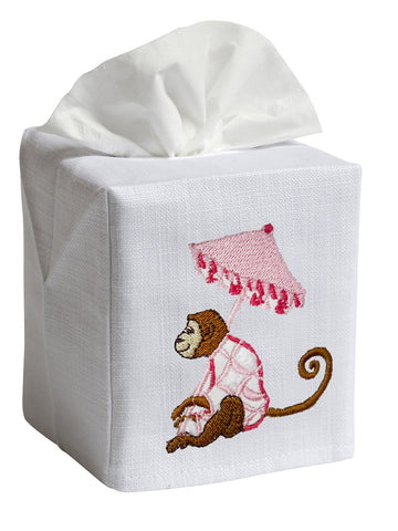 Tissue Box Cover, Embroidered Chinoiserie