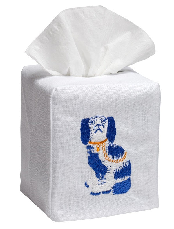 Tissue Box Cover, Embroidered Chinoiserie