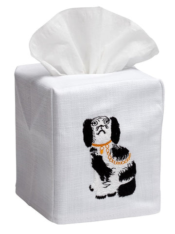 Tissue Box Cover, Embroidered Chinoiserie