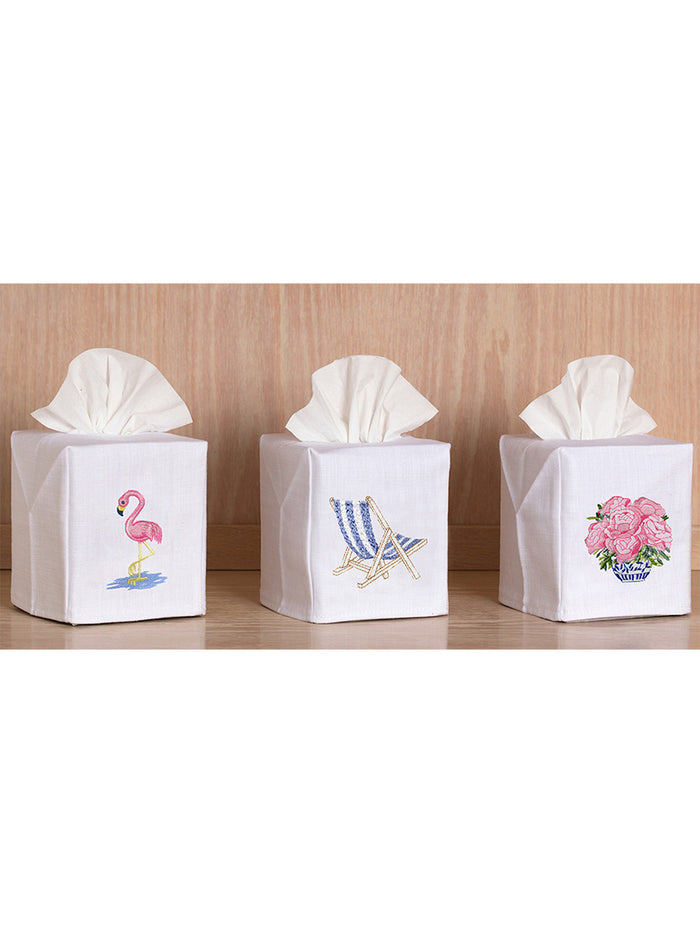 Tissue Box Cover, Embroidered Nautical