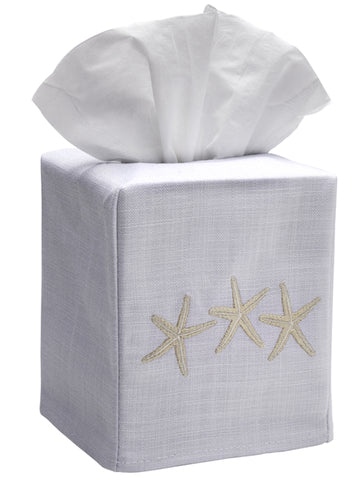 Tissue Box Cover, Embroidered Shell Collection