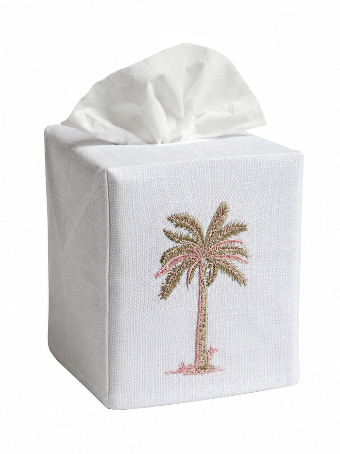 Tissue Box Cover, Embroidered Topiary