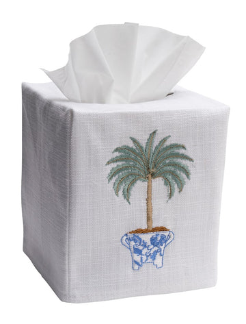 Tissue Box Cover, Embroidered Topiary