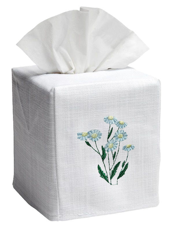 Tissue Box Cover, Garden Daisies (Duck Egg Blue)