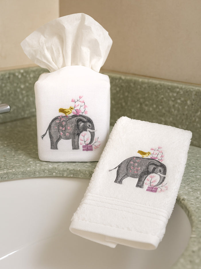 Tissue Box Cover, Garden Elephant (Lavender)