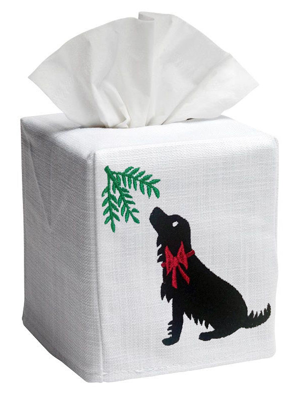 Tissue Box Cover, Holiday Yellow Lab