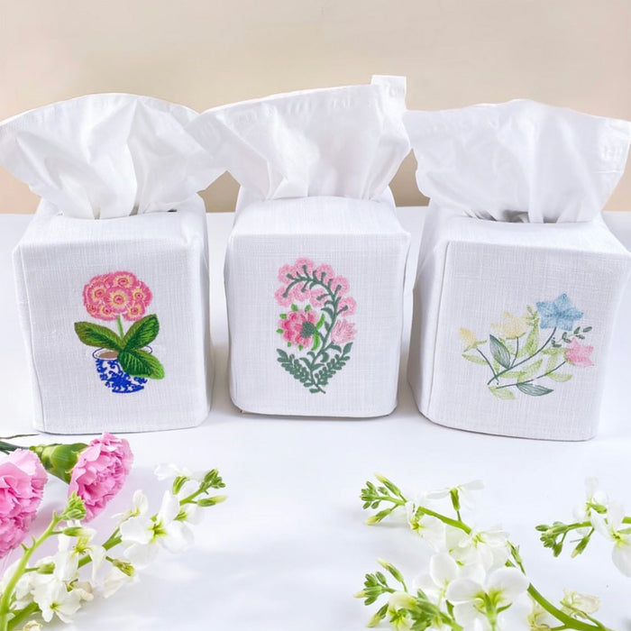 Tissue Box Cover, Pot of Peonies (Pink)