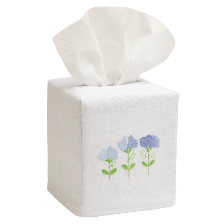 Tissue Box Cover, Row of Sweet Peas (Pink)