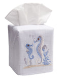 Tissue Box Cover, Seahorse & Baby (Blue)