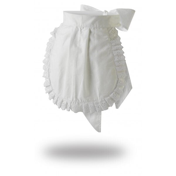 Traditional Waitress Apron Round B A Trim White Cotton
