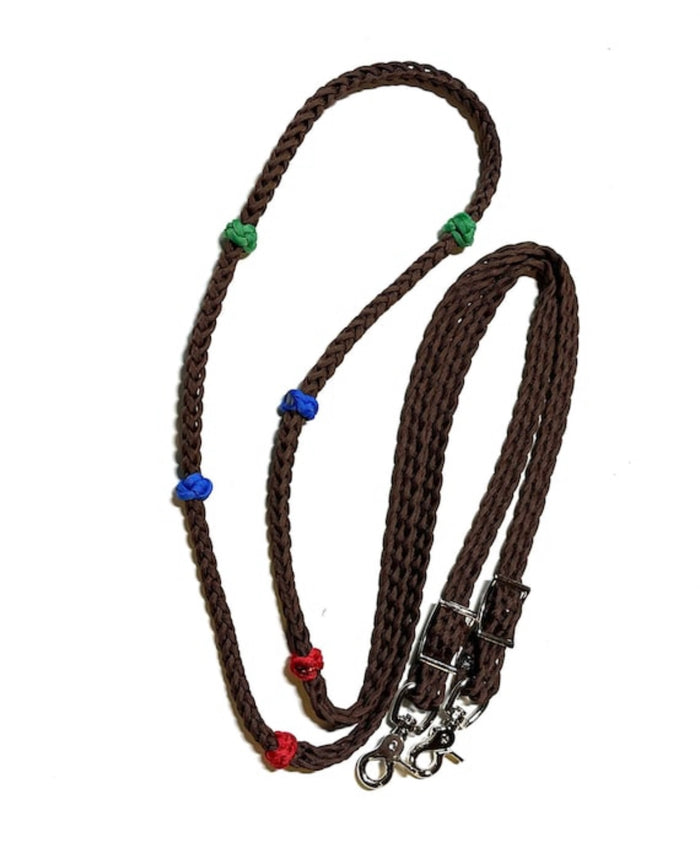 Training Lesson Reins (multiple lengths and colors available) dark brown. - Tiffanys Braided Tack LLC
