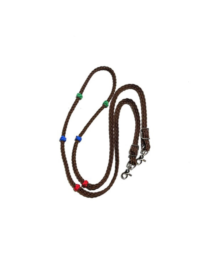 Training Lesson Reins (multiple lengths and colors available) dark brown. - Tiffanys Braided Tack LLC