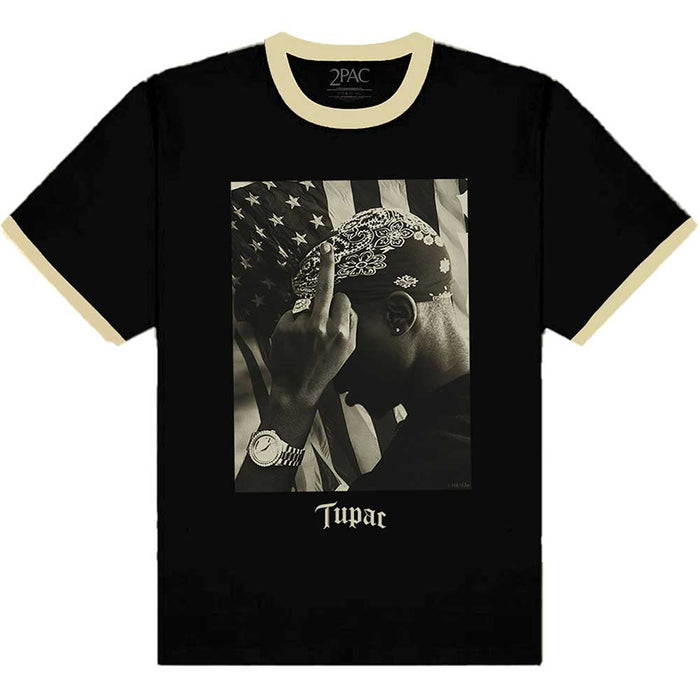 Tupac Unisex T-shirt - Flag Photo Rock Off