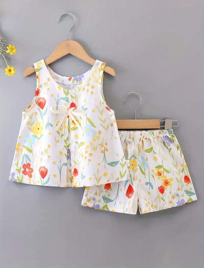 TWO PIECE OFF-WHITE CASUAL SUMMER VEST SET, PERFECT FOR OUTDOOR