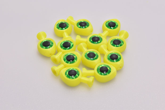 uv yellow with green eyes salmon & trout trolling fly skirt head