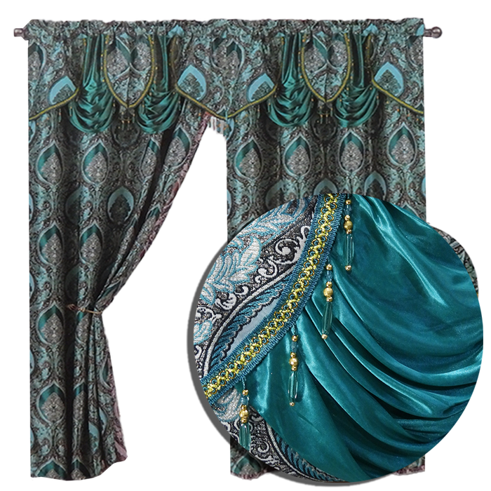Vianna Jacquard Window Panel, Attached Valance
