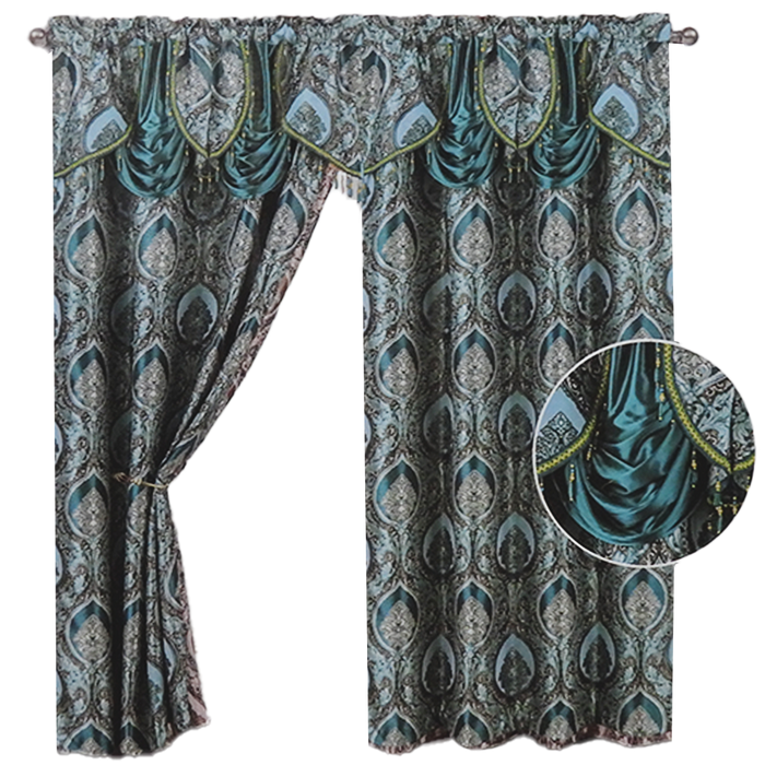 Vianna Jacquard Window Panel, Attached Valance