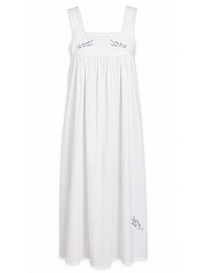 Violet White Cotton Nightgown