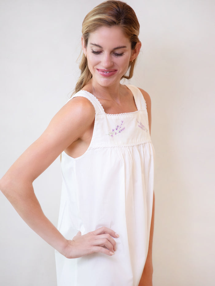 Violet White Cotton Nightgown