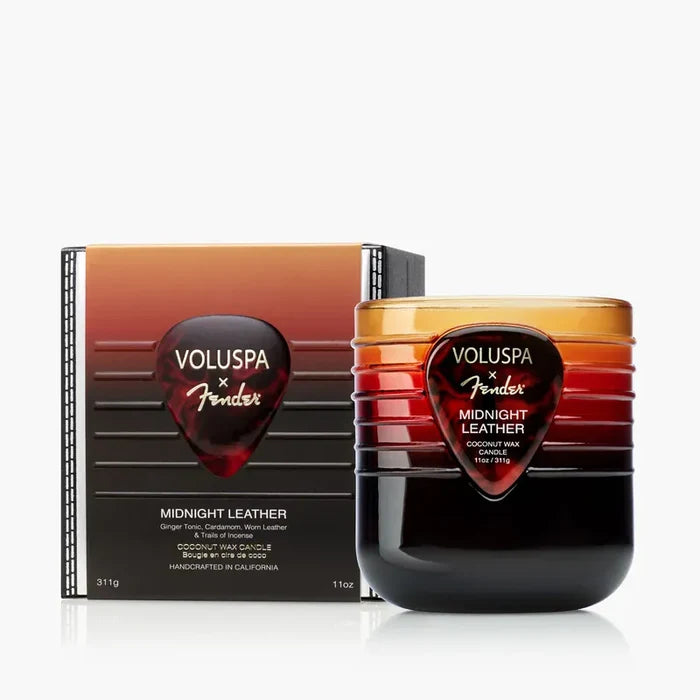 Voluspa Midnight Leather Boxed Candle