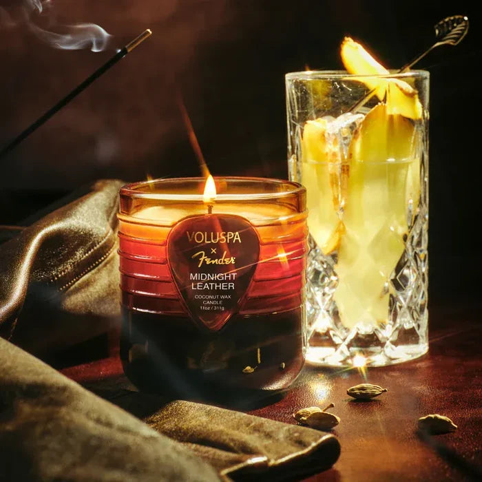 Voluspa Midnight Leather Boxed Candle