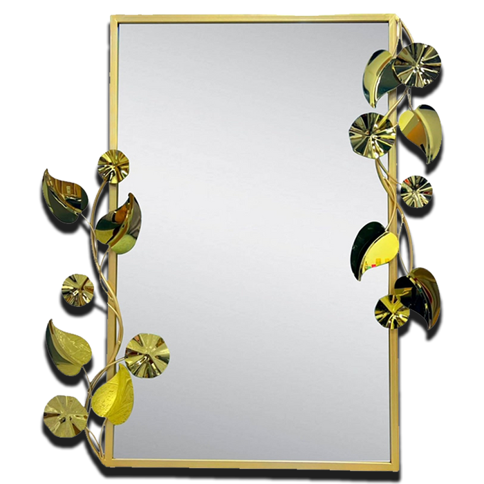 Wall Mirror, Metal Frame - Leaves, Vines, Abstract Flower