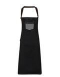Waxed Look Bib Apron With Faux Leather Ties And Neckband 28" X 34"