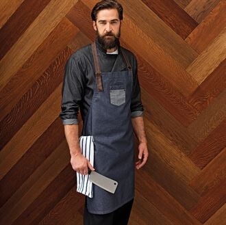 Waxed Look Bib Apron With Faux Leather Ties And Neckband 28" X 34"