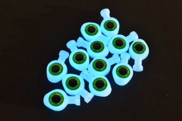 White Glow Blue W/ Large Knot Hole - Green Eye