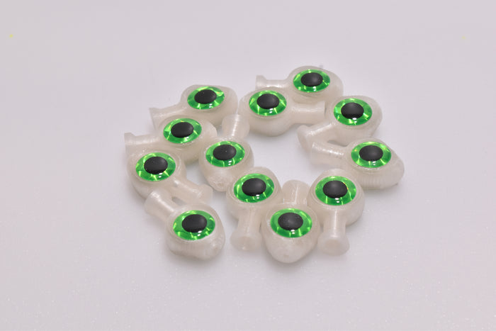 White glow green with green eyes salmon & trout trolling fly skirt head