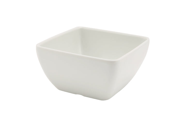 White Melamine Curved Square Bowl 10.5 x 5.3cm (W x H)