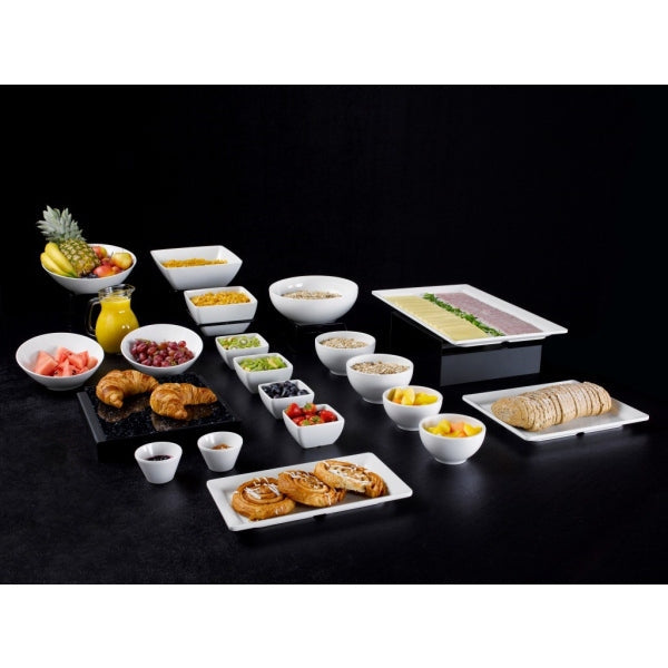 White Melamine Curved Square Bowl 10.5 x 5.3cm (W x H)