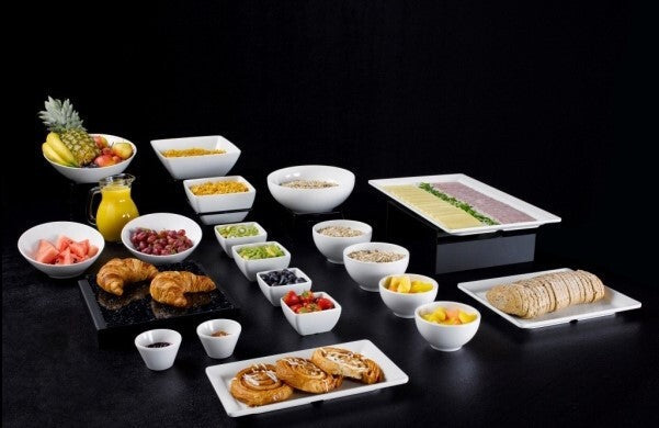 White Melamine Slanted Buffet Bowl 21 x 20 x 10cm