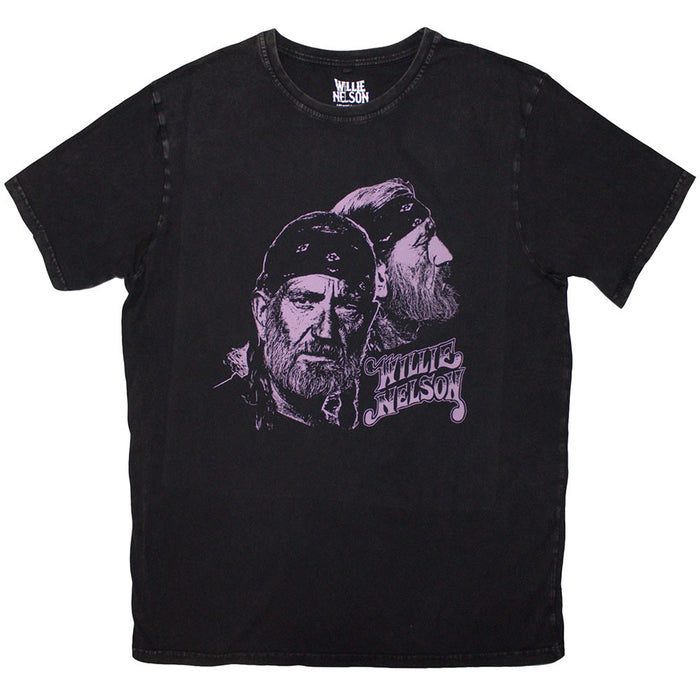 Willie Nelson Unisex Stone Wash T-Shirt: Purple Graphic