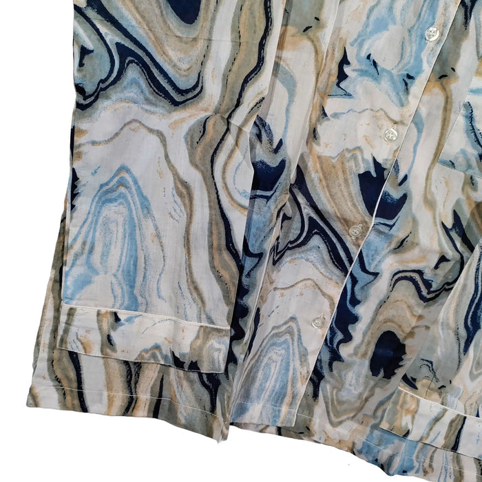 Women Abstract Summer Sleepwear Gypsy Cotton Blue Night wear Top-Pajama set Handicraft Trend