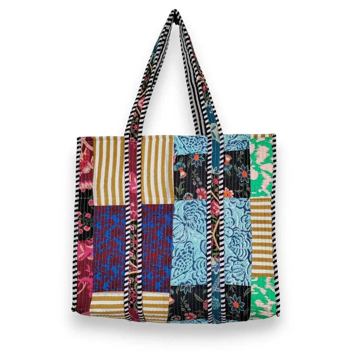 Women Cotton Quilted Bag Shoulder Beach Travel Tote Bag - Handicraft Trend