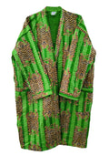 Women Tibetan Tiger Print Cotton Front Open Lightweight Hippie Kantha Kimono Jacket Handicraft Trend