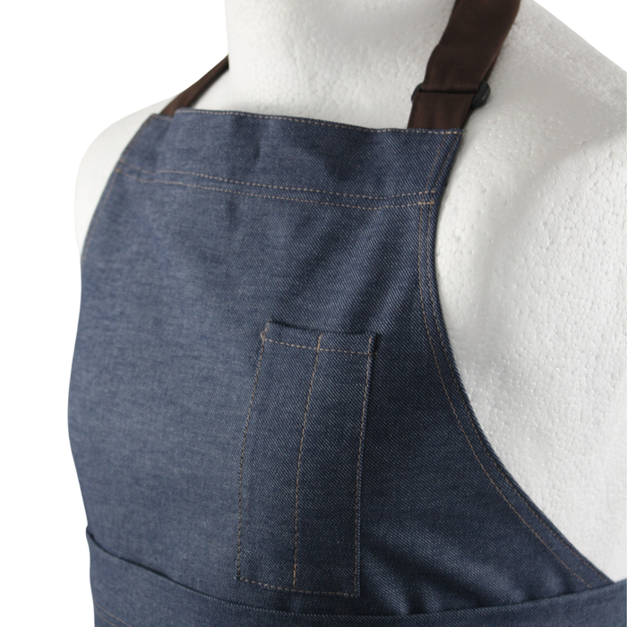 Work Range Bib / Waist Combination Apron Denim 87cm X 84cm With Pen Pocket & 1 Hip Pocket + Cloth Loop