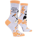 You're Beautiful Don't Change - Blue Q-Crew Socks