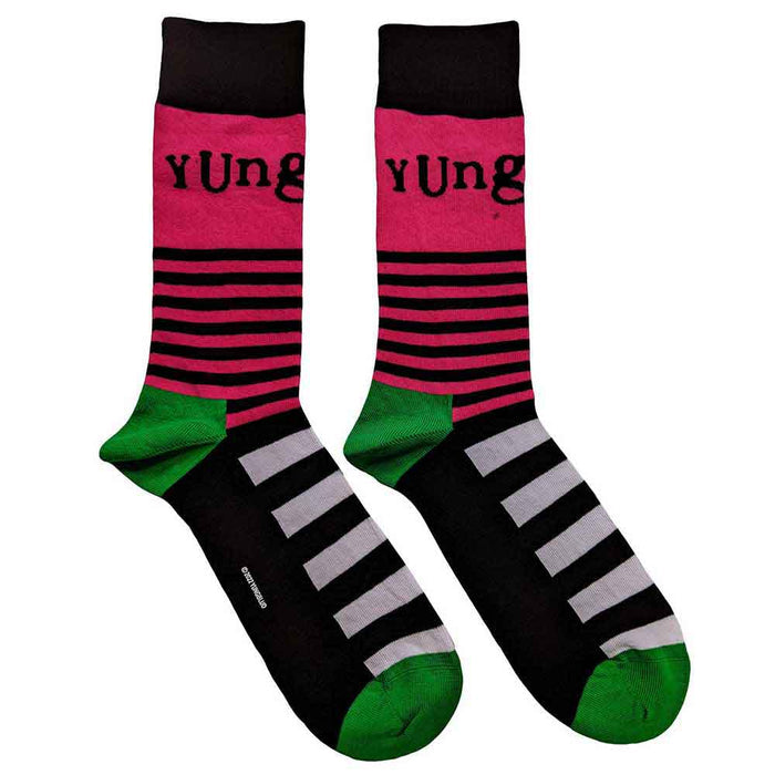 Yungblud Unisex Ankle Socks : Logo & Stripes Rock Off