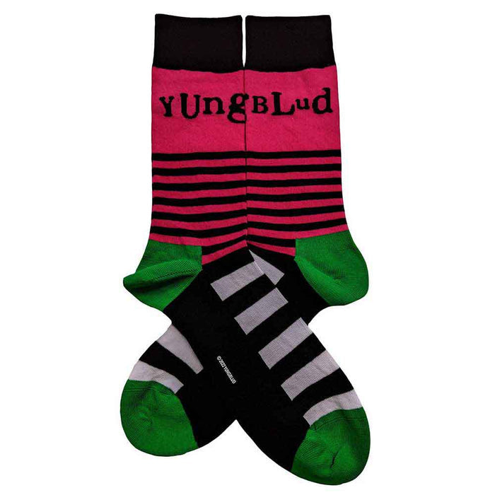 Yungblud Unisex Ankle Socks : Logo & Stripes Rock Off