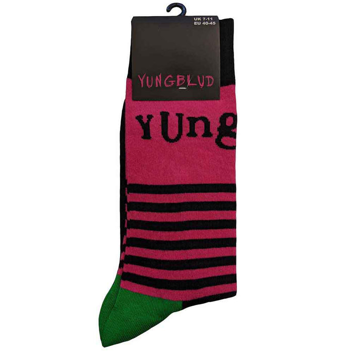 Yungblud Unisex Ankle Socks : Logo & Stripes Rock Off